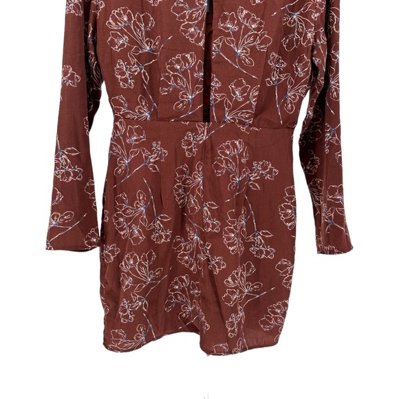 Dress Forum Brown Floral Print Back Slit Mini Dress size Medium NWT - Picture 9 of 13